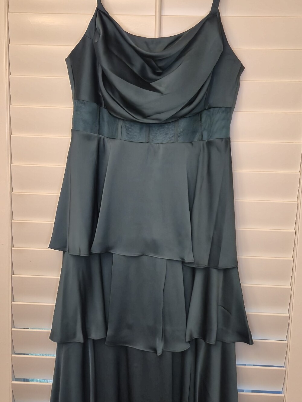Next Up Emerald Green Tiered Ankle Length Dress w Sheer Waist Sz 15W Semi Formal - Picture 5 of 9